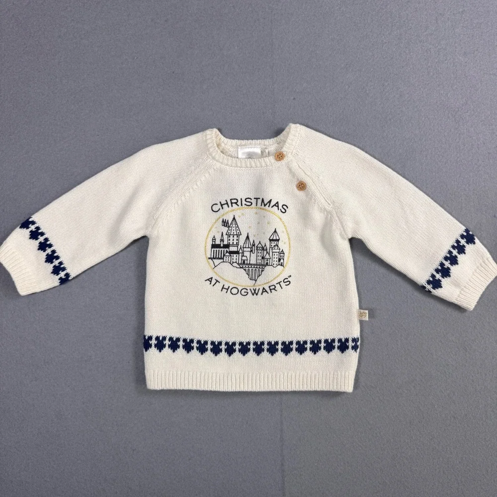 Wizarding World Christmas At Hogwarts Knit Set Unisex Baby 0-3M Cream Fair Isle